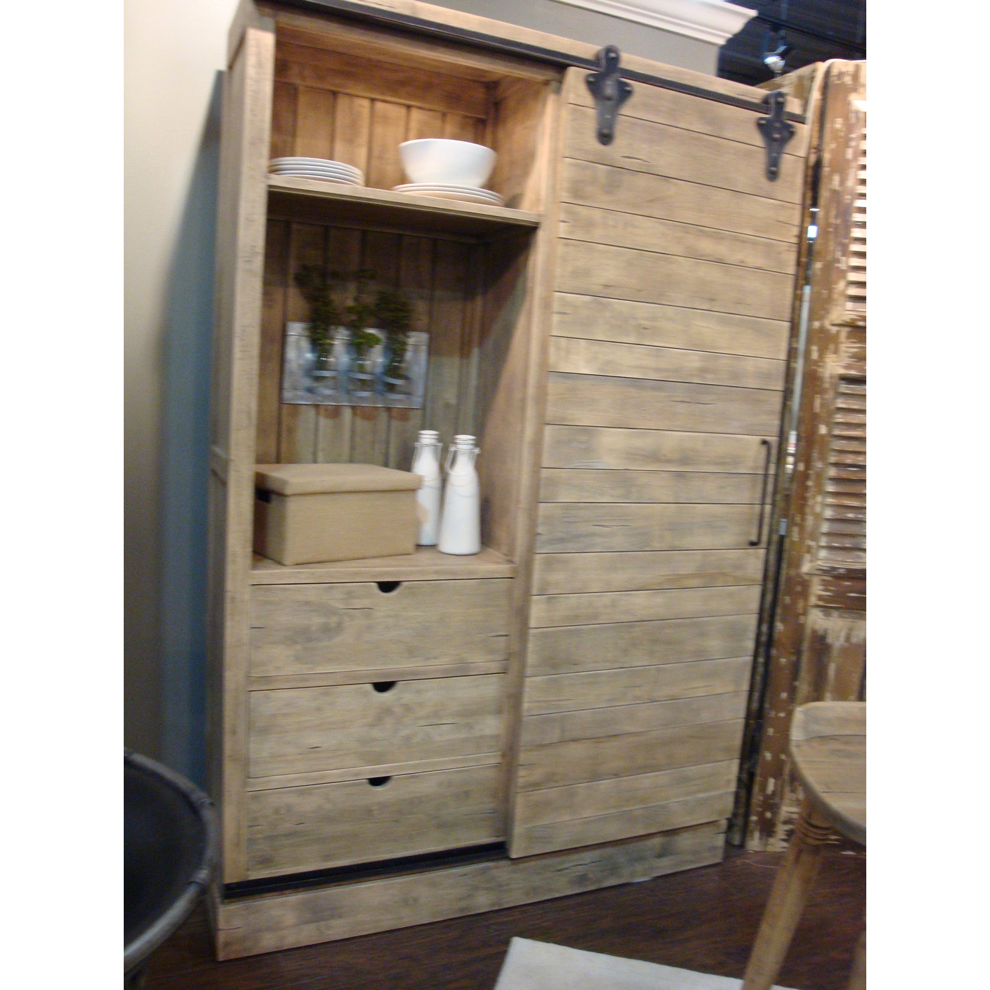 Sliding Barn Door Multi Use Cabinet Driftwood - Furniture on Main