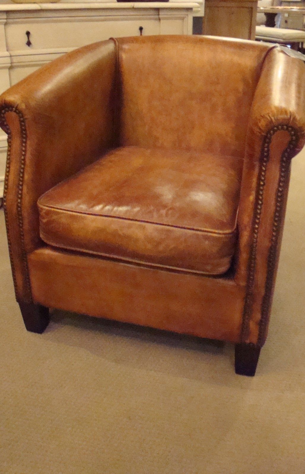 Antique Buffalo Distressed Top Grain Leather Accent Occasional Chair - Furniture on Main