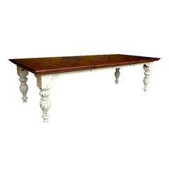 Sophia Farmhouse Distressed Parchment Dining Table - Furniture on Main
