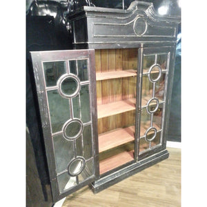Steven Shell Burlington Display Cabinet Bookcase Black Distressed - Furniture on Main