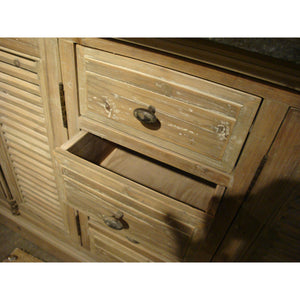 Weathered Pine Shutter Double Vanity with Sinks Bluestone Top - Furniture on Main