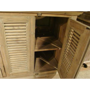 Weathered Pine Shutter Double Vanity with Sinks Bluestone Top - Furniture on Main